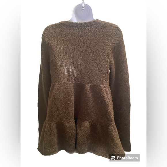 Free People Military Green Button Down Sweater. - Picture 2 of 3